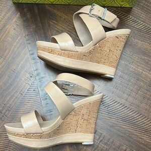 Gianni Bini Tan Wedges with Cork Heel
